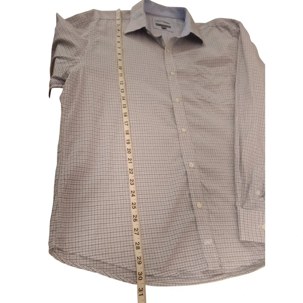 Johnston & Murphy Tailored Fit Men's XL Button Down Shirt 100% Cotton Blue Plaid